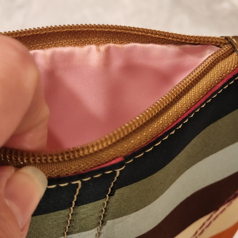 Coach Multicolor Striped Wristlet with Metallic Gold Trim - Picture 4 of 4